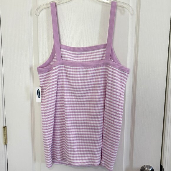 Old Navy Slim Fit Square Neck Tank Top Knit Sleeveless Purple Stripe Size XXL - Picture 3 of 5